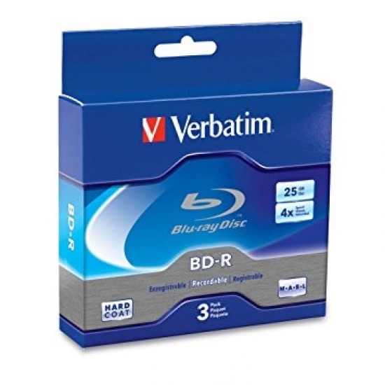 Verbatim Blu-Ray BD-R 96928 25GB 4X 3-Pack Jewel Case Image