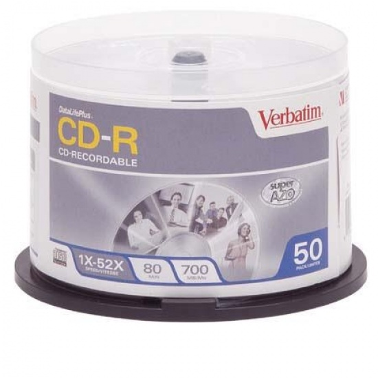 Verbatim DataLifePlus CD-R 52x Media 700MB 50-Pack Spindle Image