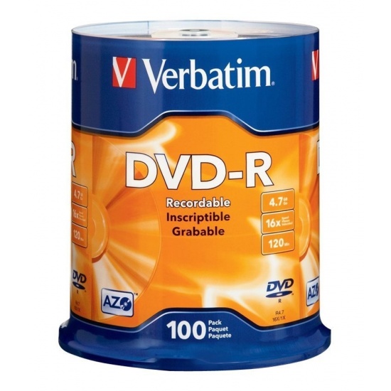 Verbatim DVD-R 16x 4.7GB 100-Pack Spindle Image