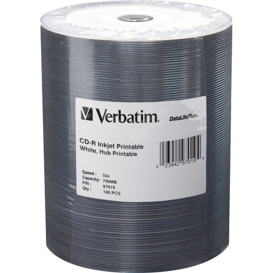 Verbatim CD-R 700MB 52X White Inkjet Hub Printable 100-Pack Tape Wrap Image