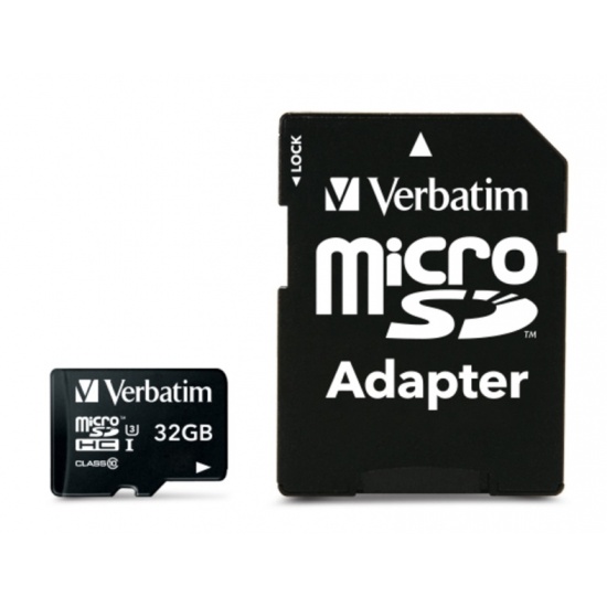 32GB Verbatim Pro microSDHC UHS-3 CL10 Memory Card Image