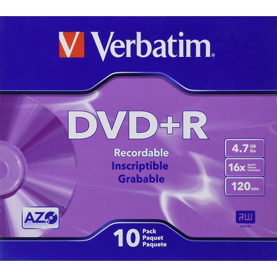 Verbatim DVD+R 4.7GB 16X Branded 10-Pack Slimcase Image