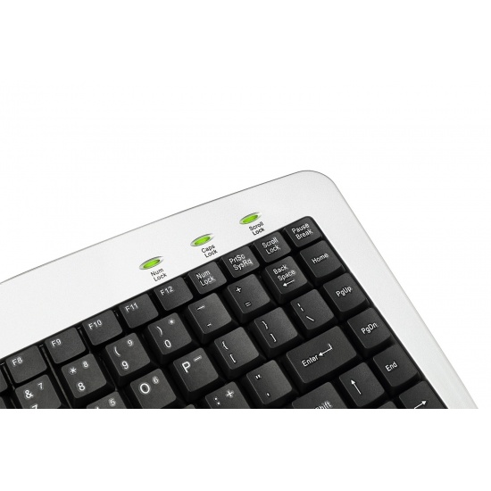 Adesso Keyboard USB PS2 Mini Keyboard - Silver,Black - US English Layout