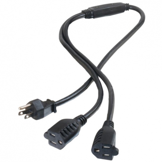 C2G 3FT 16 AWG 1 to 2 Power Cord Splitter - Black Image