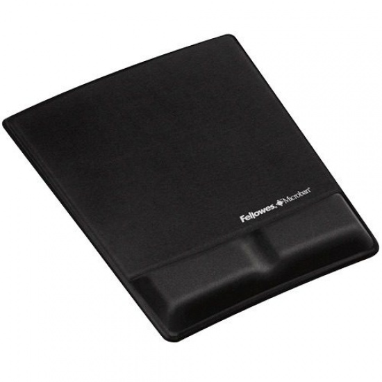 Fellowes Professional Wrist Support Mouse Pad with Wrist Pillow - Black Leatherette Image
