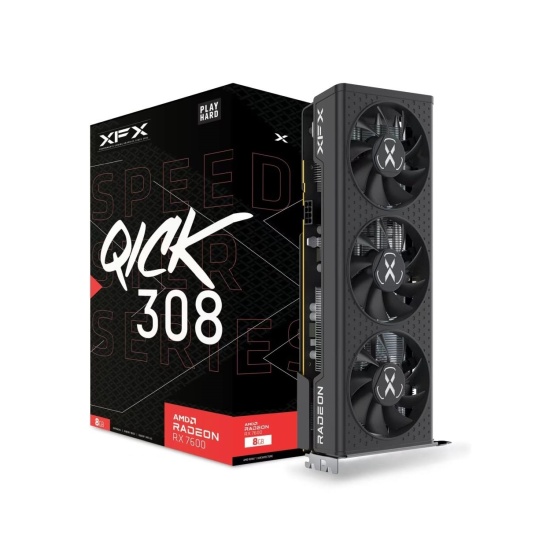 XFX Speedster QICK 308 AMD Radeon RX 7600 Black Edition Graphics Card - 8GB Image