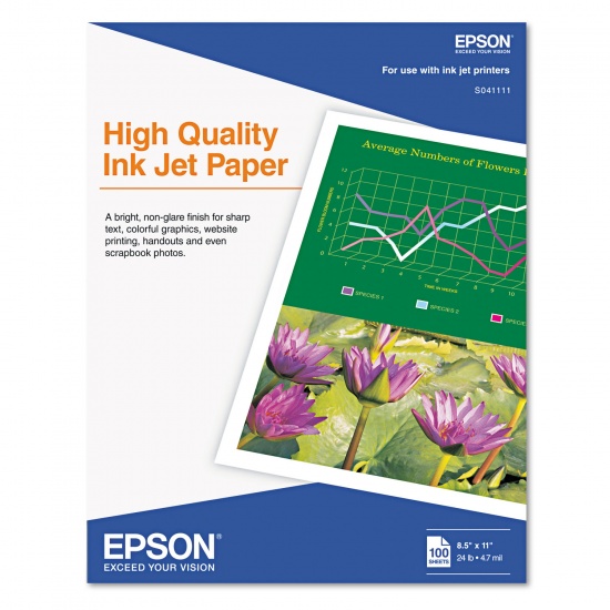 Epson High Quality 8x11 Ink Jet Paper - 100 Sheets Image
