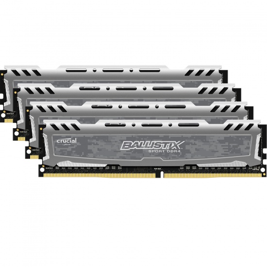 Crucial Ballistix Sport LT DDR4 2666MHz PC4-21300 CL16 1.2V Quad Memory Kit (4 x 16GB) - Grey Image