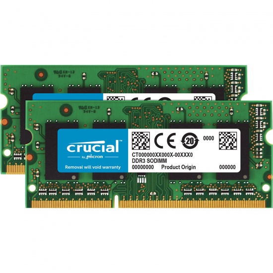 32GB Crucial DDR3 SO DIMM 1600MHz PC3-12800 CL11 1.35V Dual Memory Module (2 x 16GB) Image
