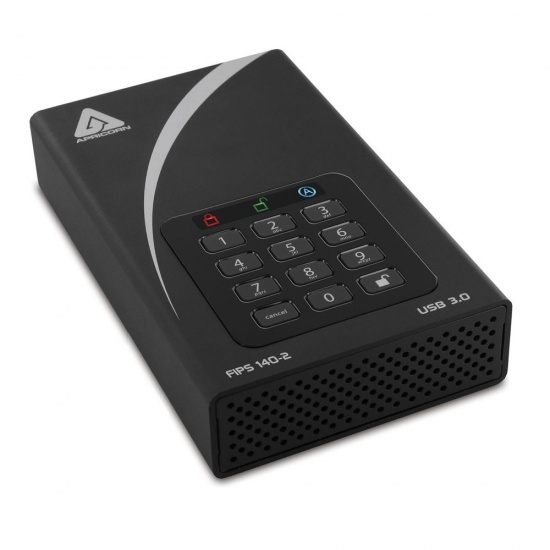 8TB Apricorn Aegis Padlock DT FIPS USB3.0 External Hard Drive - Black Image