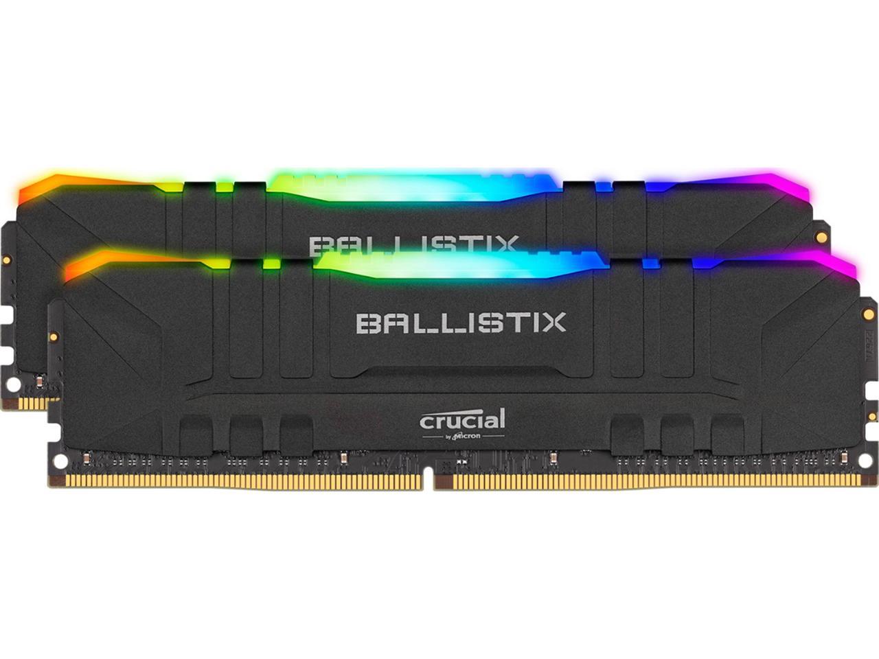 16GB Crucial Ballistix RGB 3600MHz PC4-28800 CL16 1.35 V DDR4 Dual Memory Kit (2 x 8GB) - Black