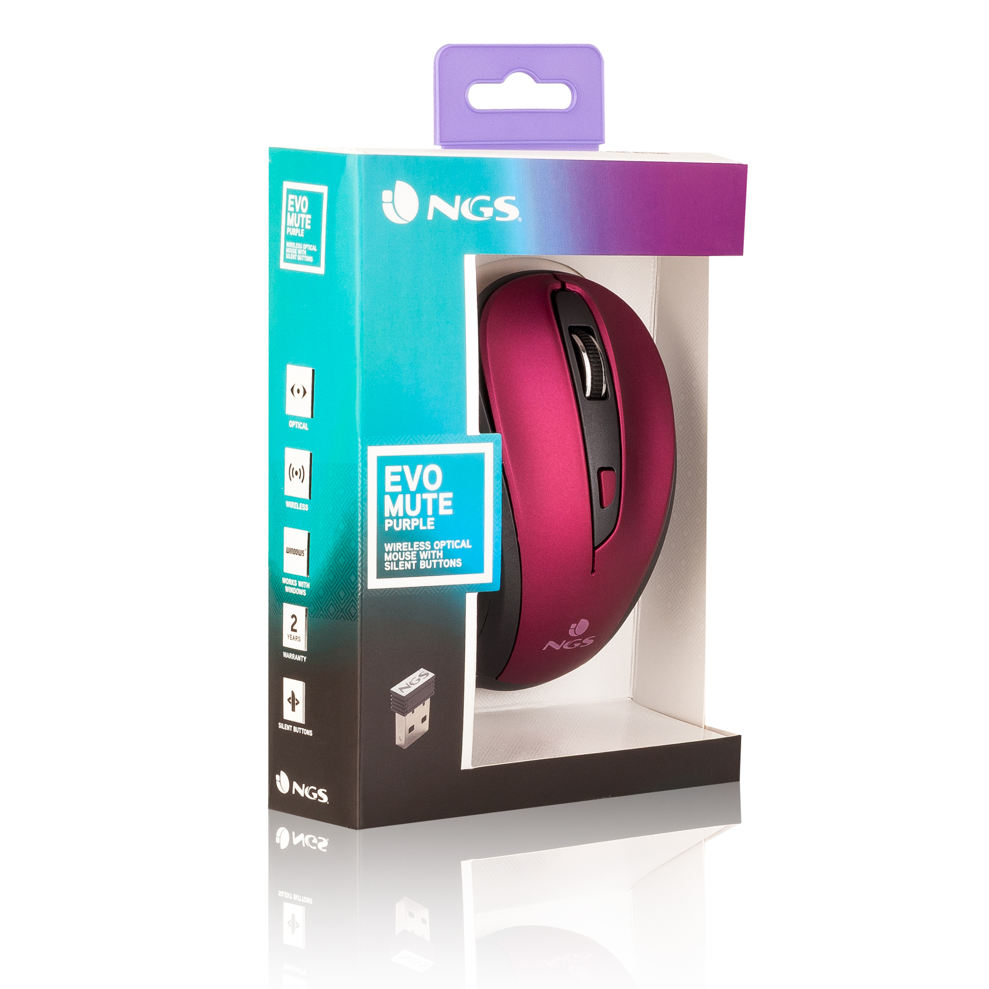 NGS 2.4GHz Wireless Optical Silent Mouse, 5 Buttons + Scroll Wheel