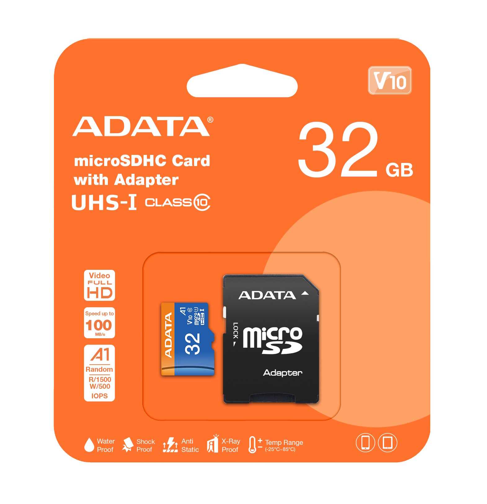 32GB AData Premier microSDXC A1 UHS-1 CL10 Memory Card w/SD adapter 100MB/sec