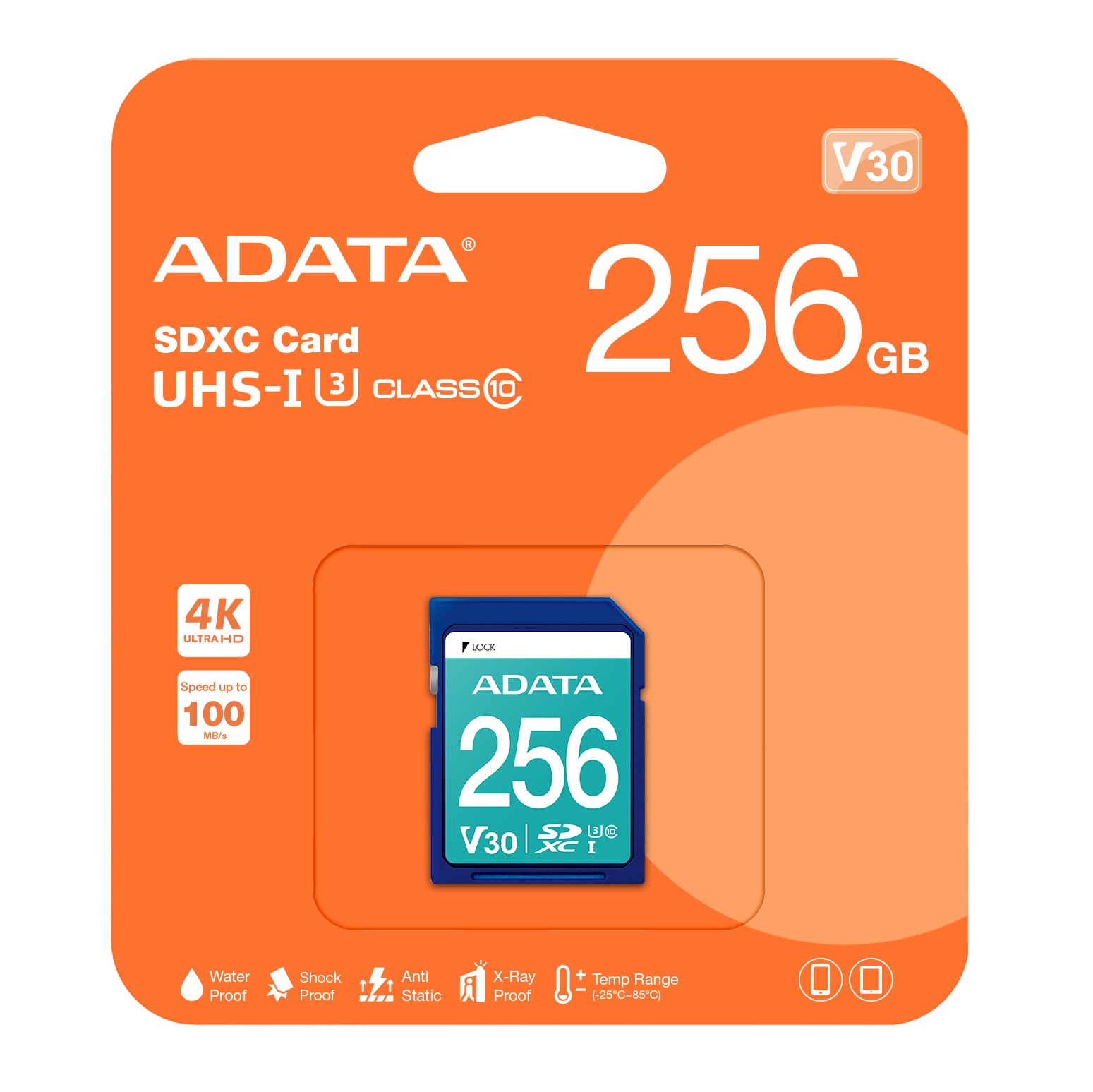 256GB AData Premier Pro SDXC Memory Card UHS-I U3 CL10 V30 4K Ultra HD