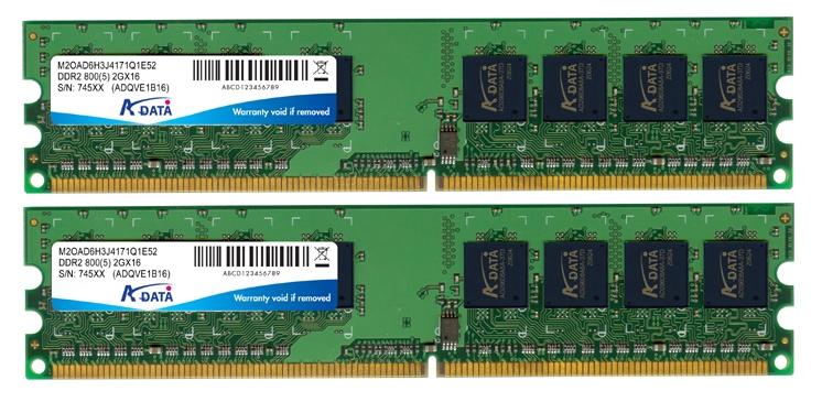 4GB A-Data DDR2 PC2-6400 CL5 Dual Channel memory kit (2x2GB)