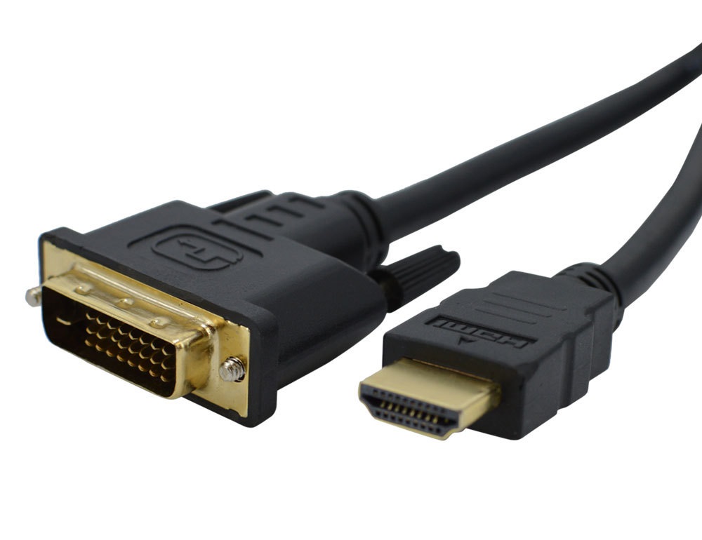 HDMI Male to DVI-D Male Adapter Cable (1.8m / 6 ft) Black Gold Plated