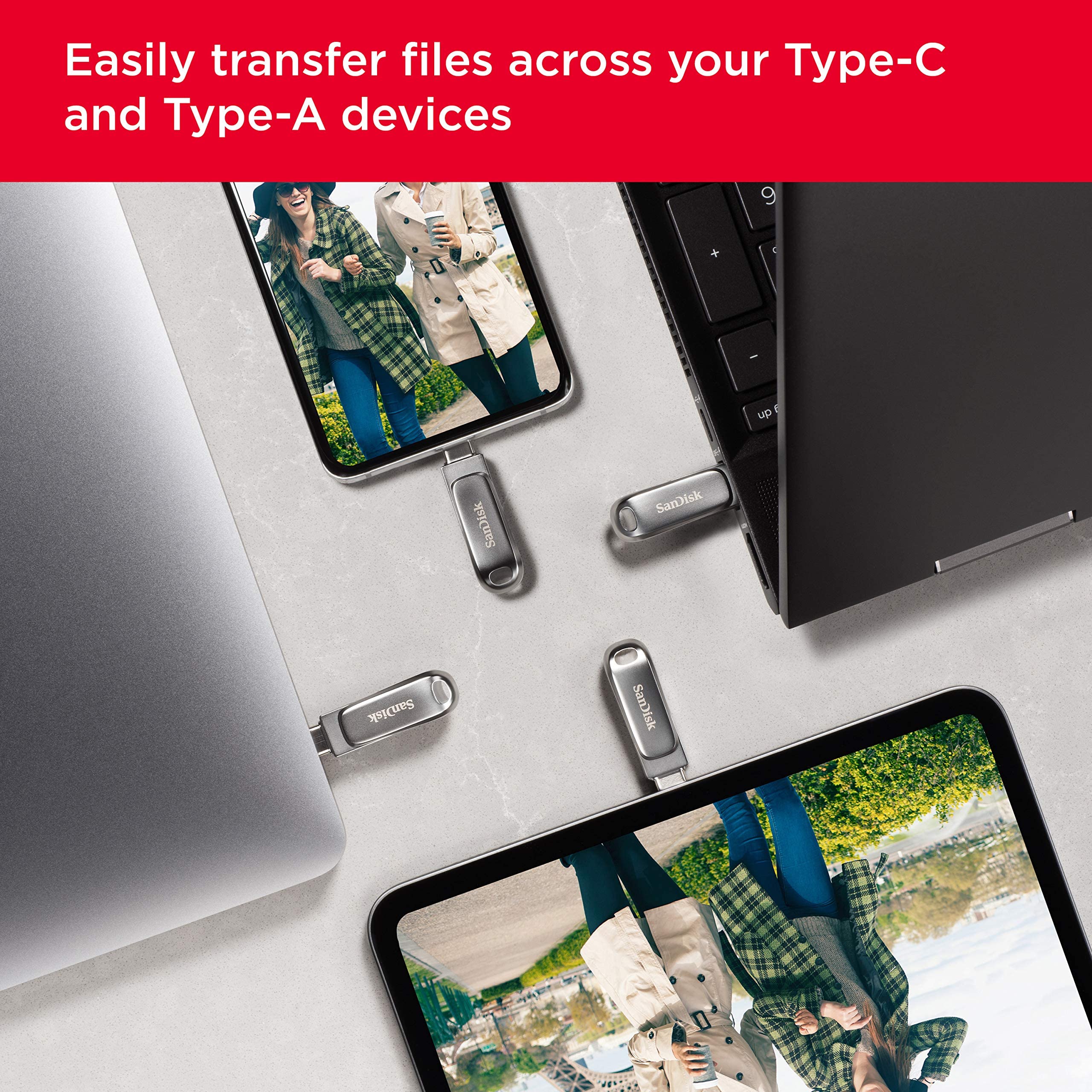 SanDisk Ultra Dual Drive Luxe USB flash drive 128 GB USB Type-A / USB ...