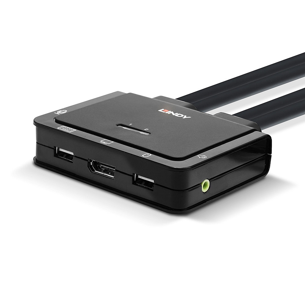 Lindy 2 Port DisplayPort 1.2, USB 2.0 Cable KVM Switch