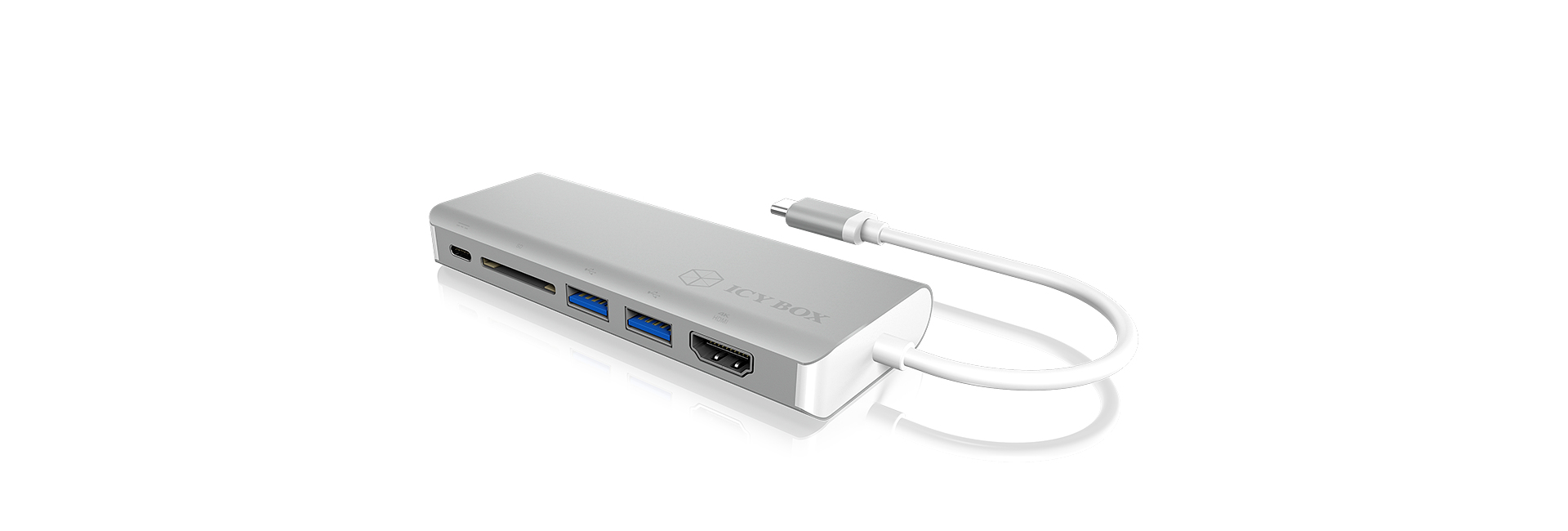 ICY BOX IB-DK4034-CPD Wired USB 3.2 Gen 1 (3.1 Gen 1) Type-C Silver, White