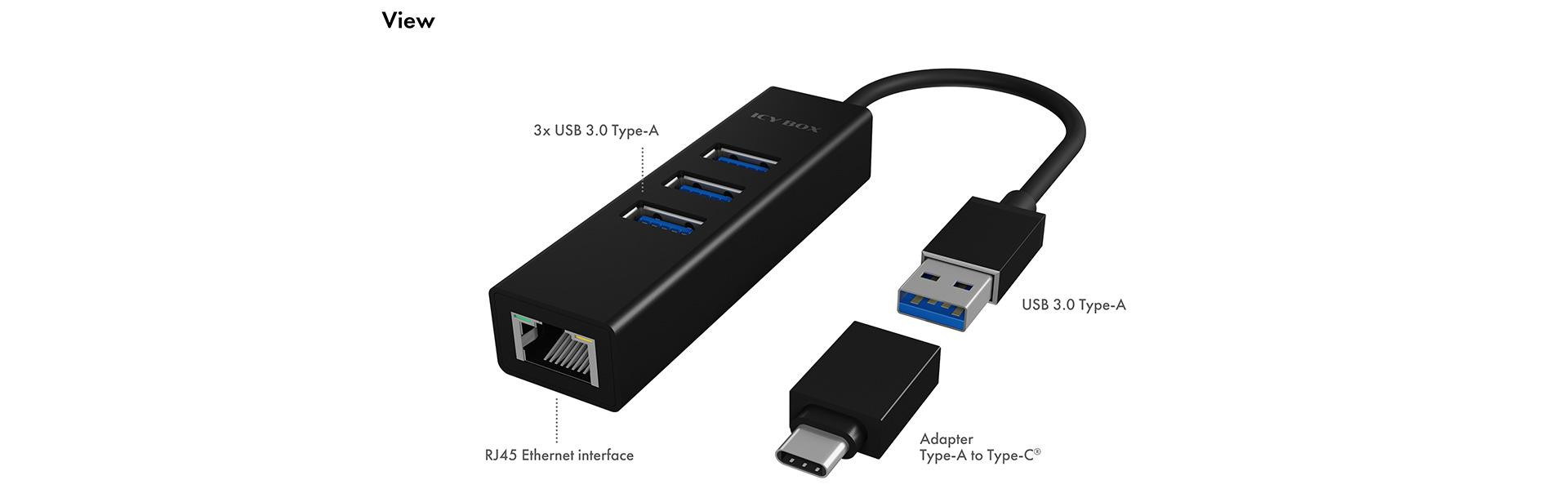 ICY BOX IB-DK2405-C Wired USB 3.2 Gen 1 (3.1 Gen 1) Type-C Black, 0 in