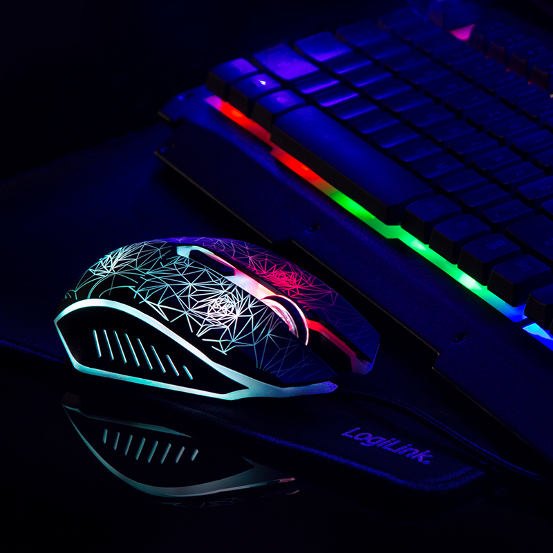 Rare Tastiera Tastiera USB LogiLink ID0181 Nera - Retroilluminata Arcobaleno Tastiera Una Mano - 3