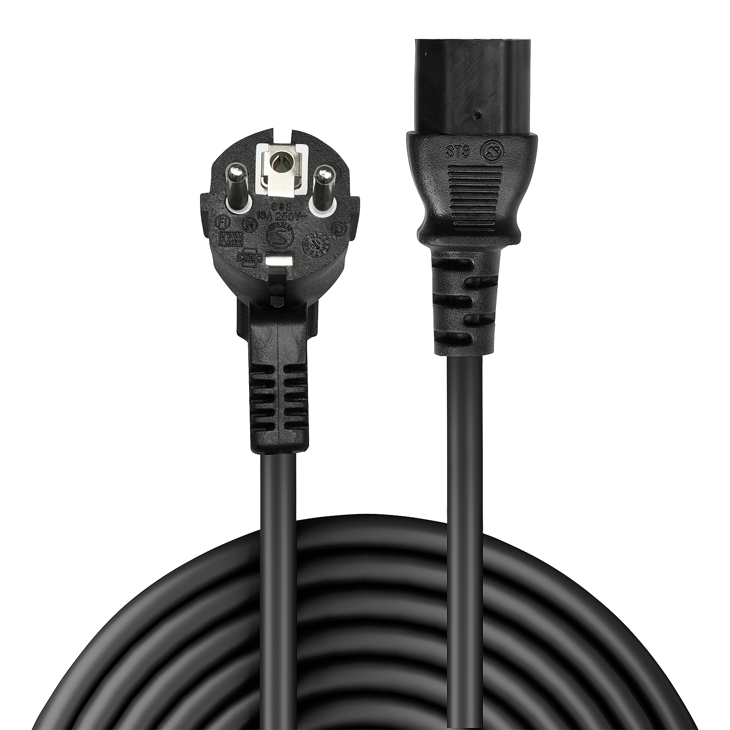 Lindy 2m Schuko angled to C13 Mains Cable