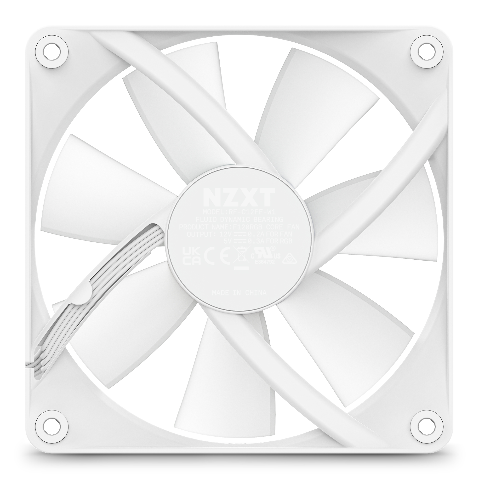 Nzxt Computer Fans NZXT F120 RGB Core Computer case Fan 12 cm White 1 pc(s)