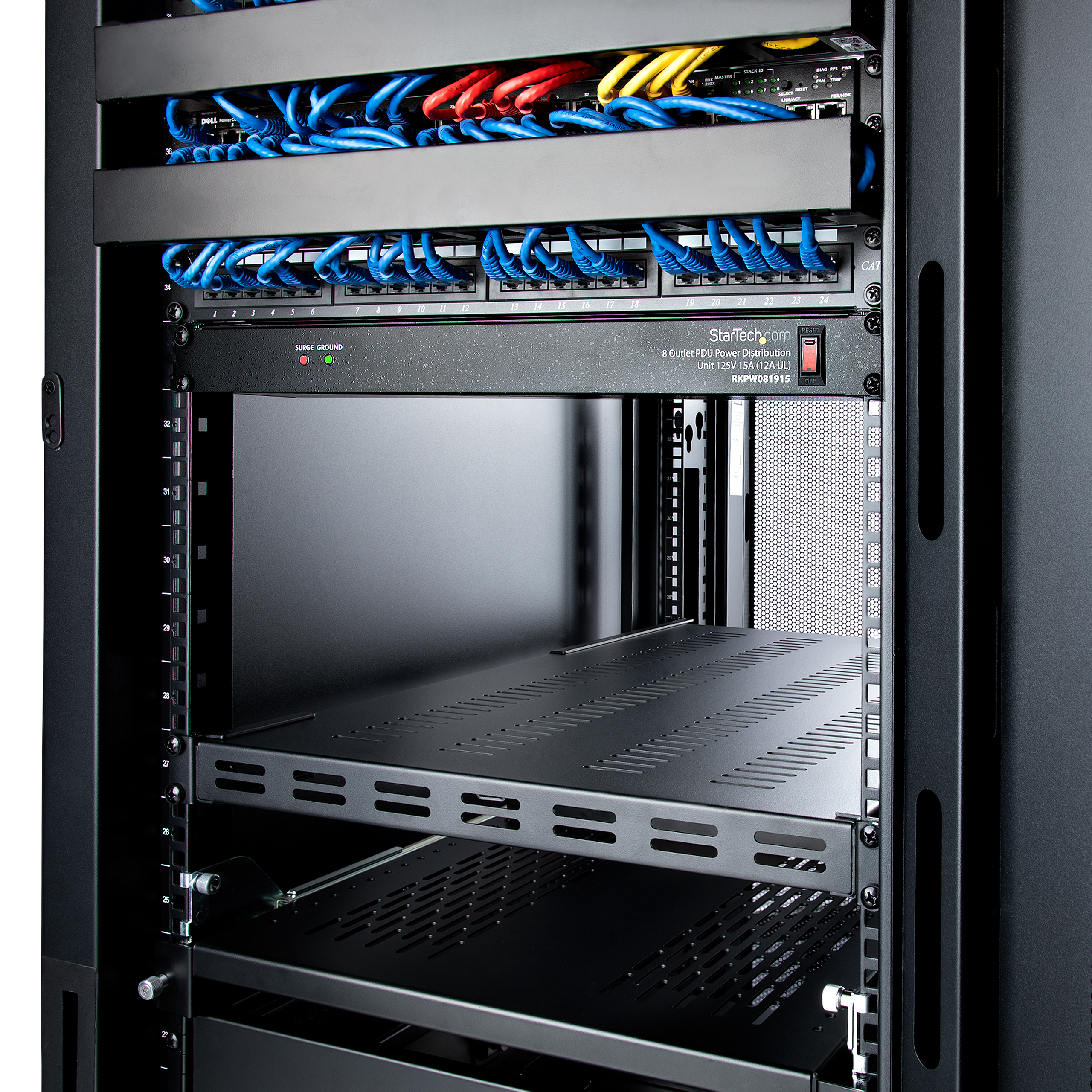 StarTech.com 1U 4-Post Adjustable Vented Server Rack Mount Shelf ...