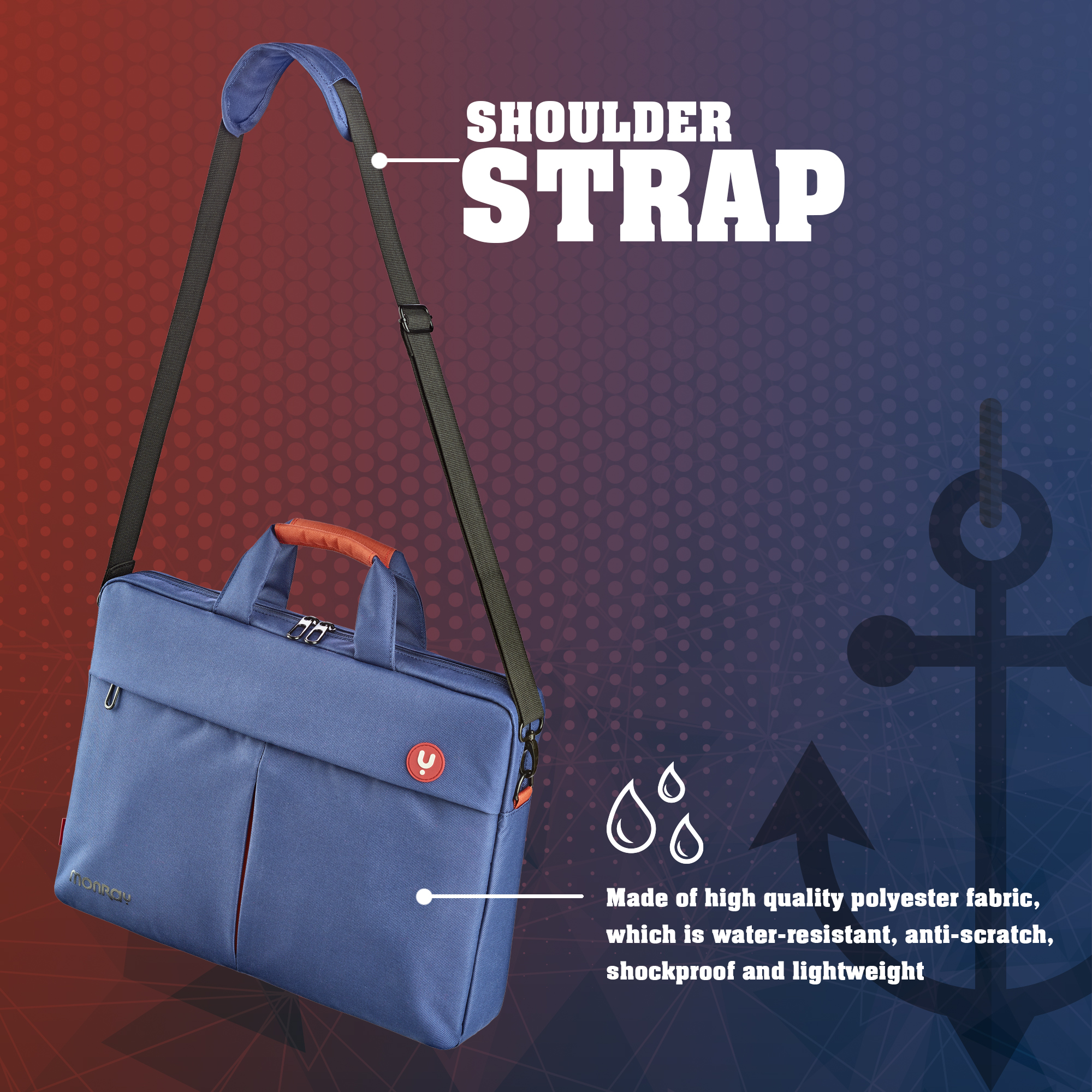 NGS Monray Seaman, 15.6" Laptop Bag with external Pockets, Blue