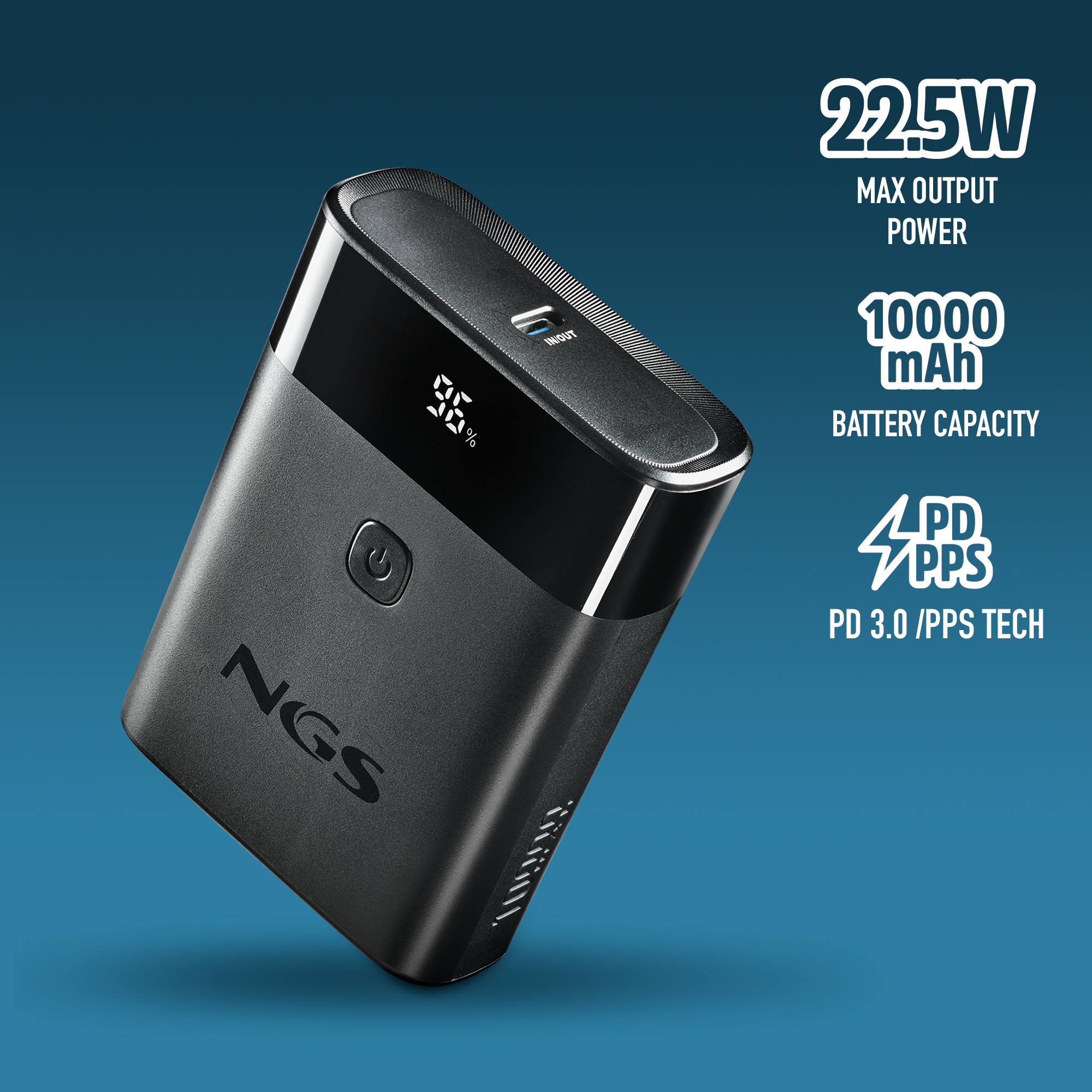 NGS Twix 10 10,000mAh Power Bank USBC+USB A