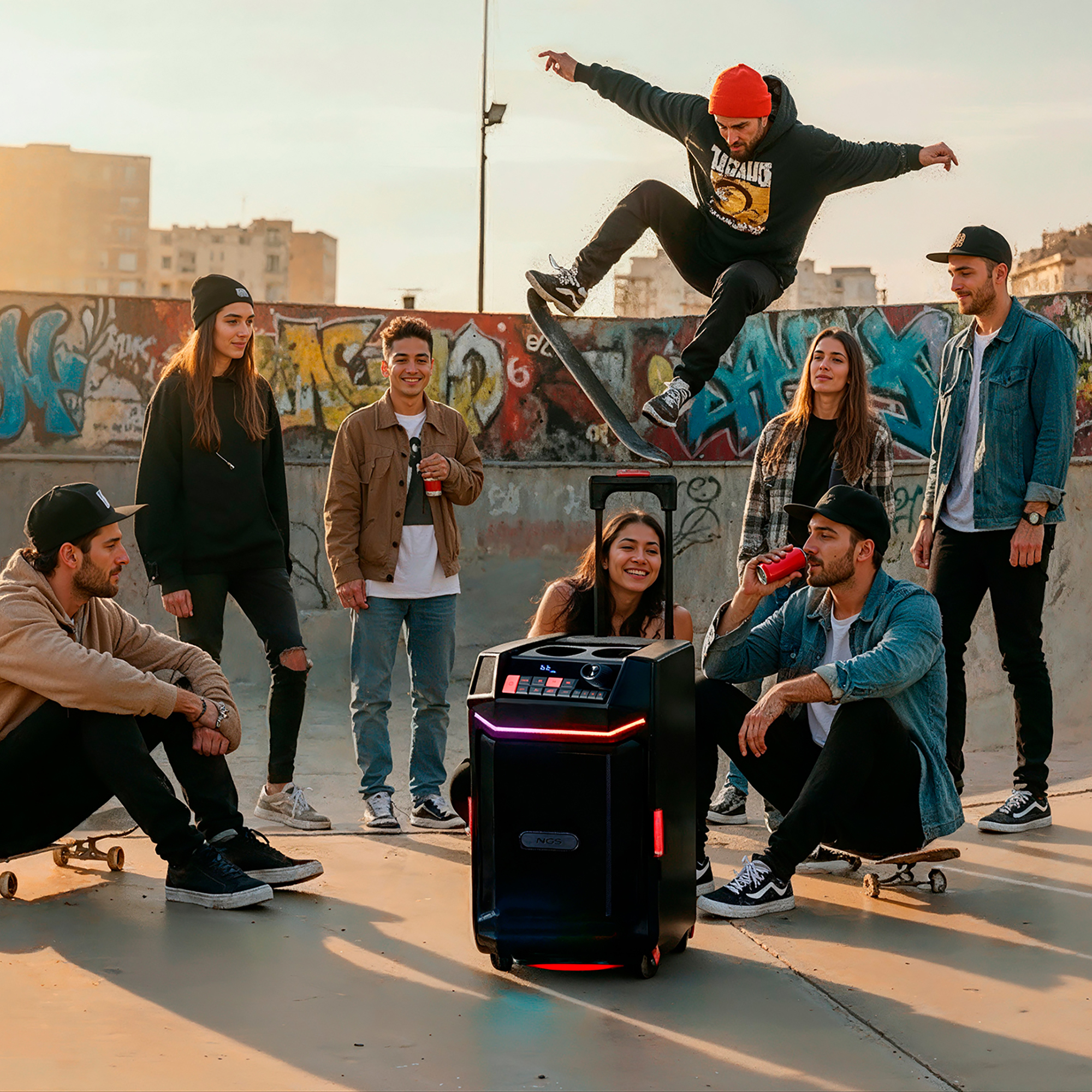 NGS Wild Bash, 300W Portable Wireless and Waterproof BT Speaker with Removable Battery