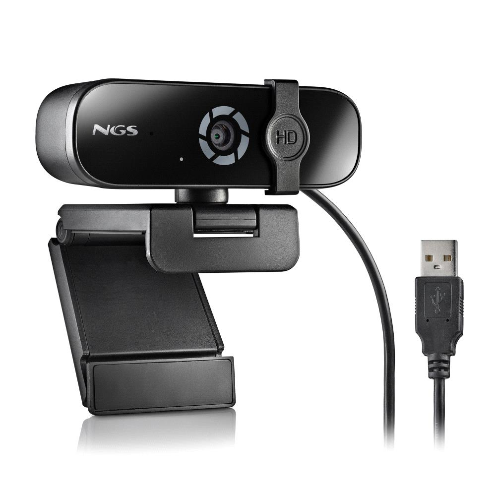 NGS XpressCam 2000, 2K USB Webcam with Built-In Microphone and Privacy Filter, Black