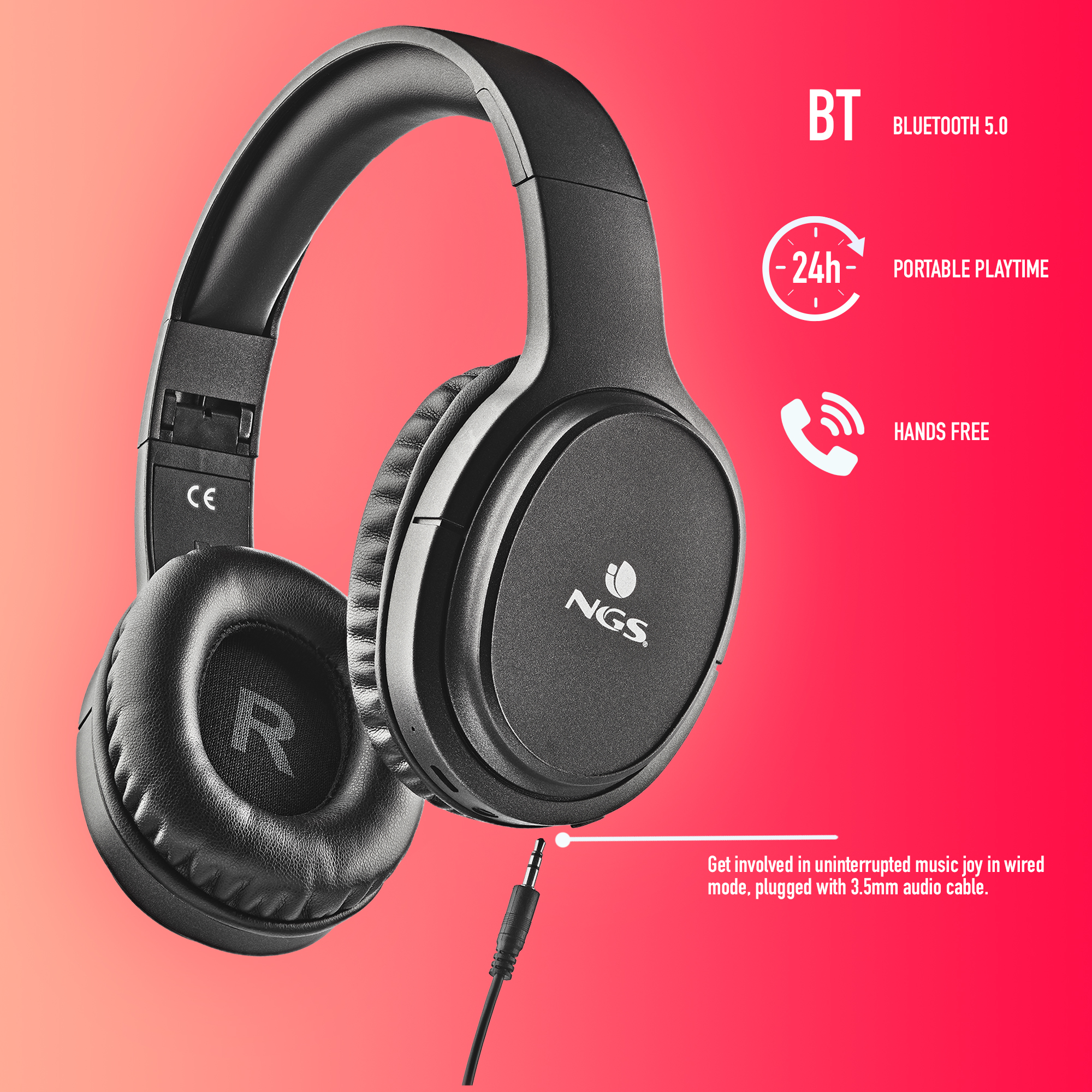 NGS Active Noise Cancelling Wireless BT Headphones - Artica Taboo