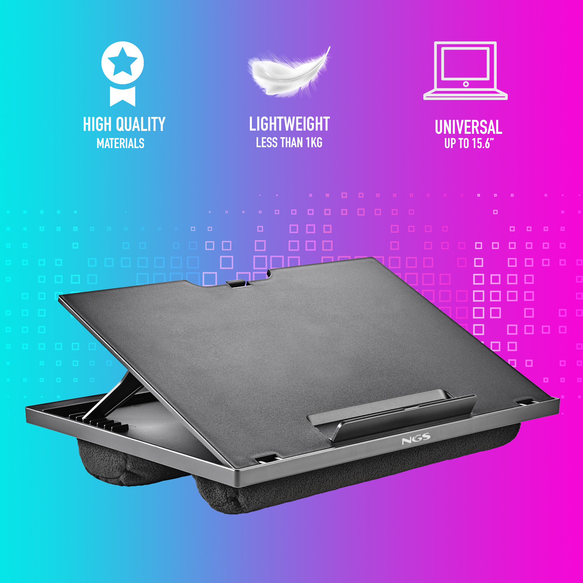 NGS Lapnest, Laptop Stand with Cushion Bed for Up to 15.6in Laptops