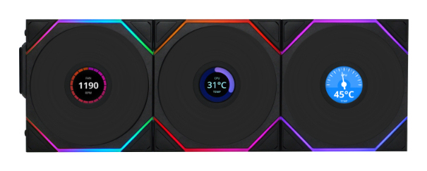 Lian Li UNI FAN TL Wireless LCD Fan, ARGB, PWM - Reverse Blade, 120mm, Black