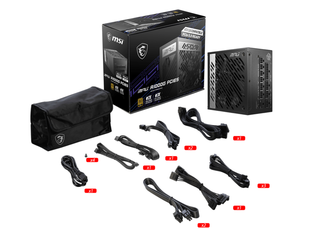 MSI 1000W ATX Fully Modular Power Supply - Black