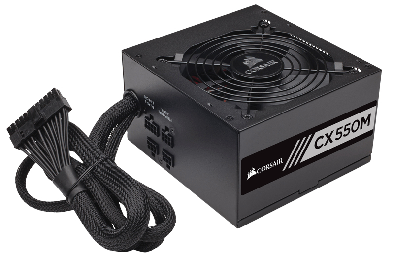 Corsair CX550M 550 Watt 20+4 Pin ATX Power Supply - Black