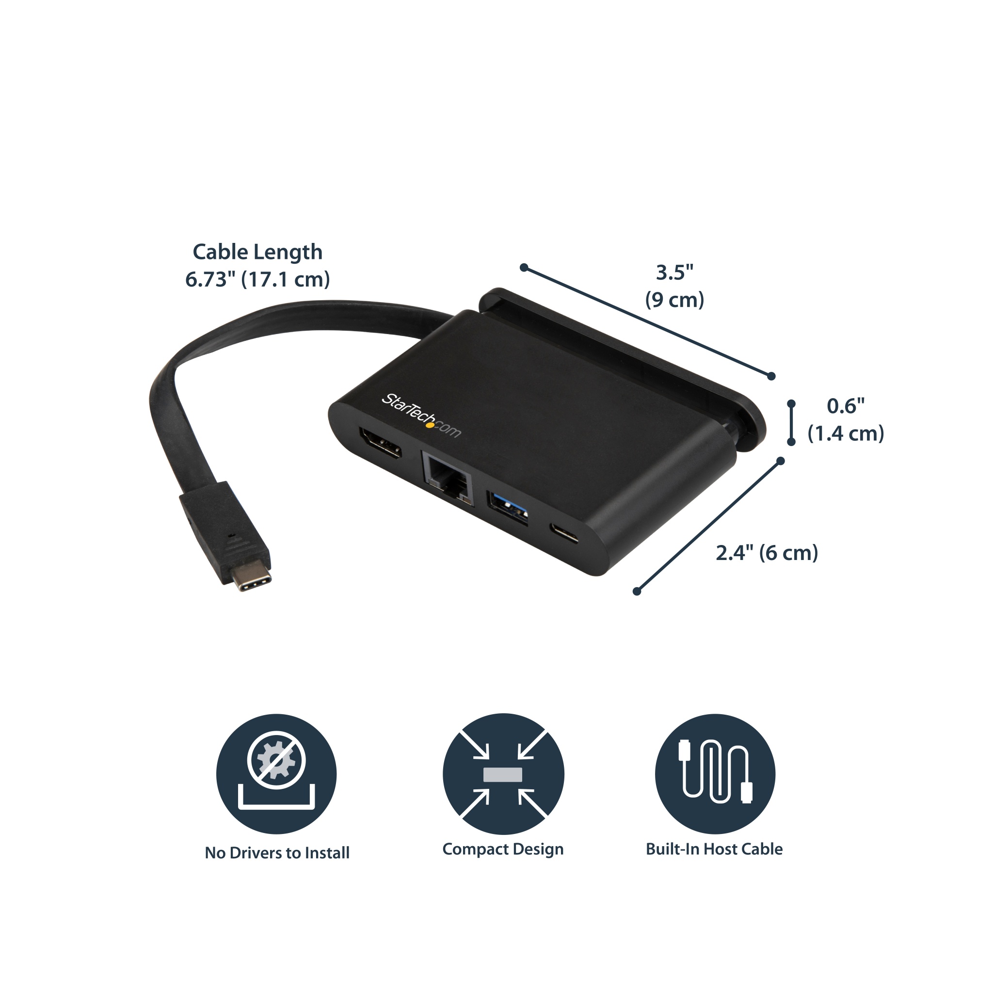 StarTech Portable USB-C Dock with 4K HDMI Multiport Adapter - Black