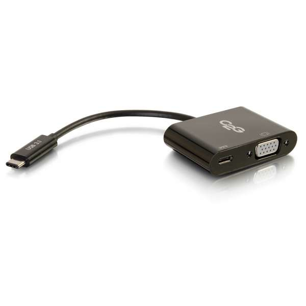 C2G USB Type C to VGA Adapter with Power Delivery - Black