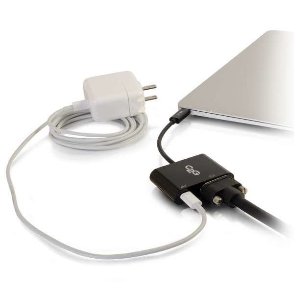 C2G USB Type C to VGA Adapter with Power Delivery - Black