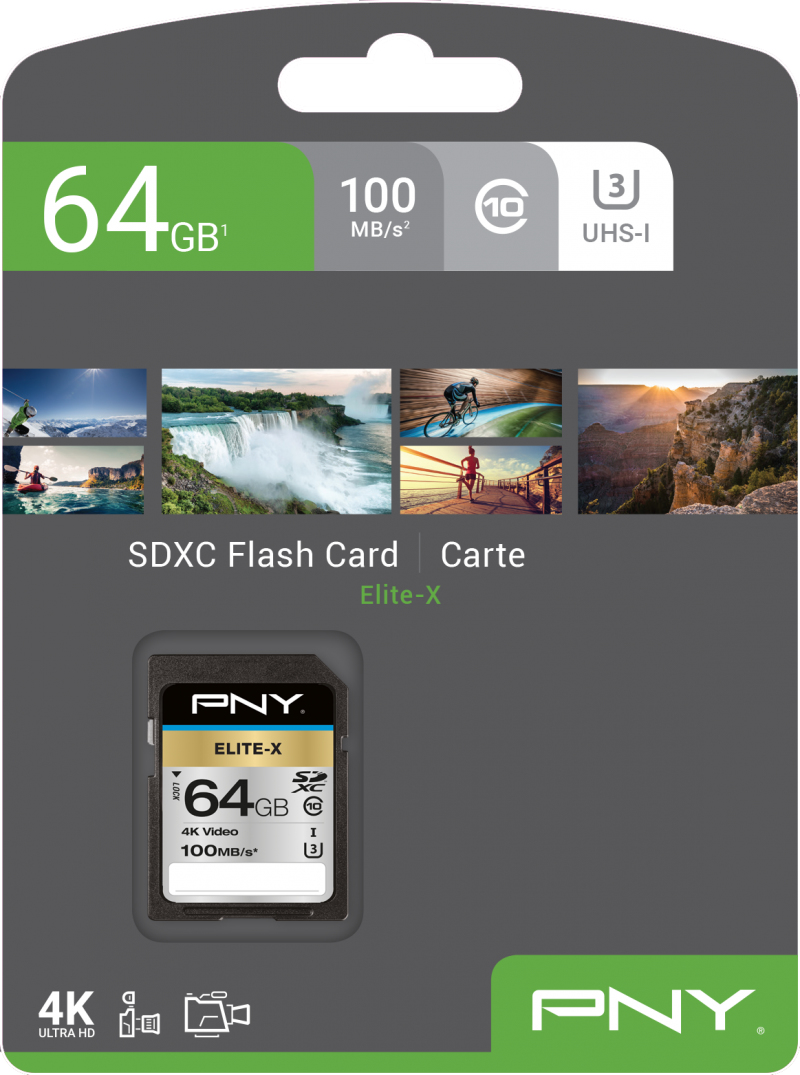 64GB PNY Elite-X UHS-I Class10 SDXC Flash Memory Card
