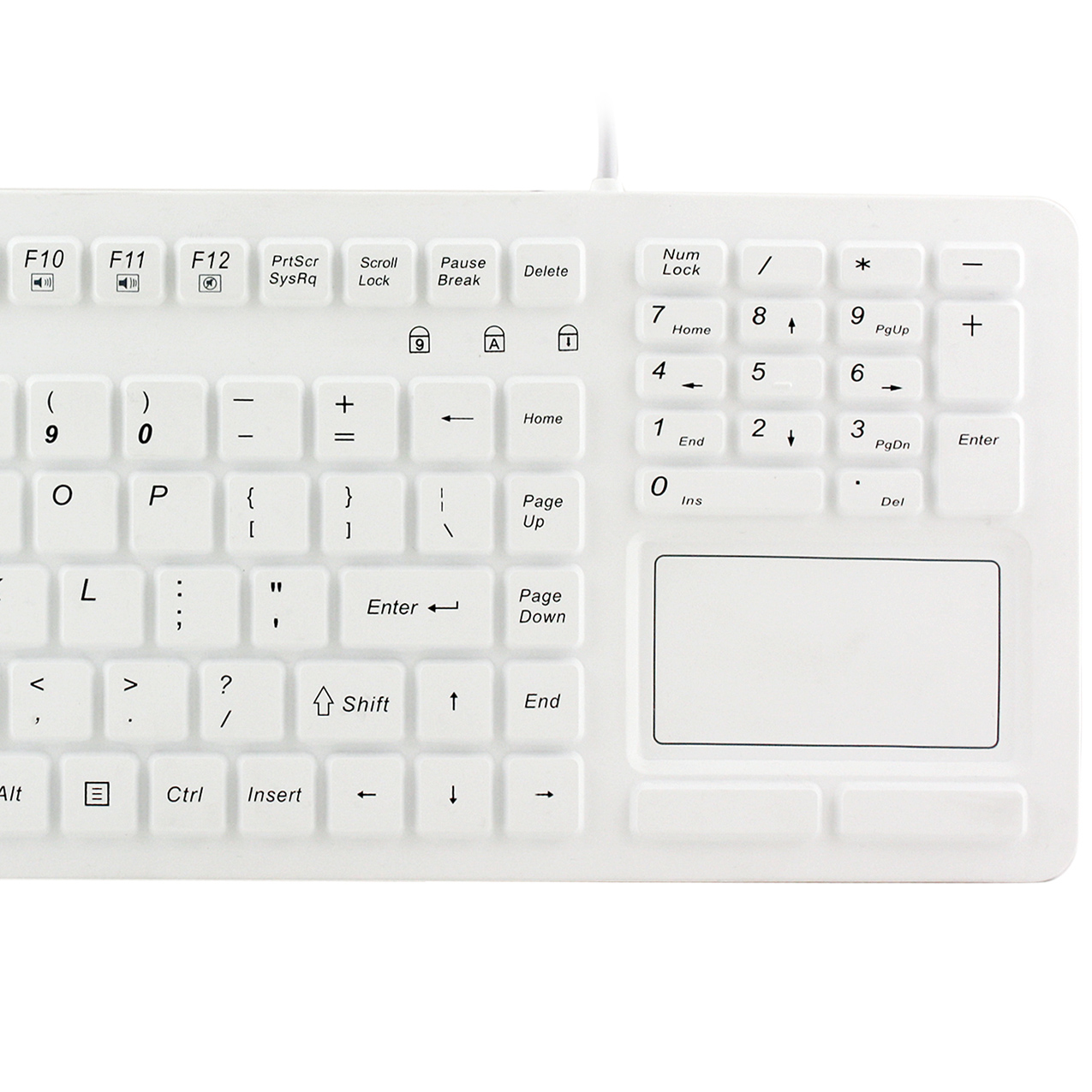 Adesso Antimicrobial USB QWERTY Waterproof Touchpad Keyboard - White