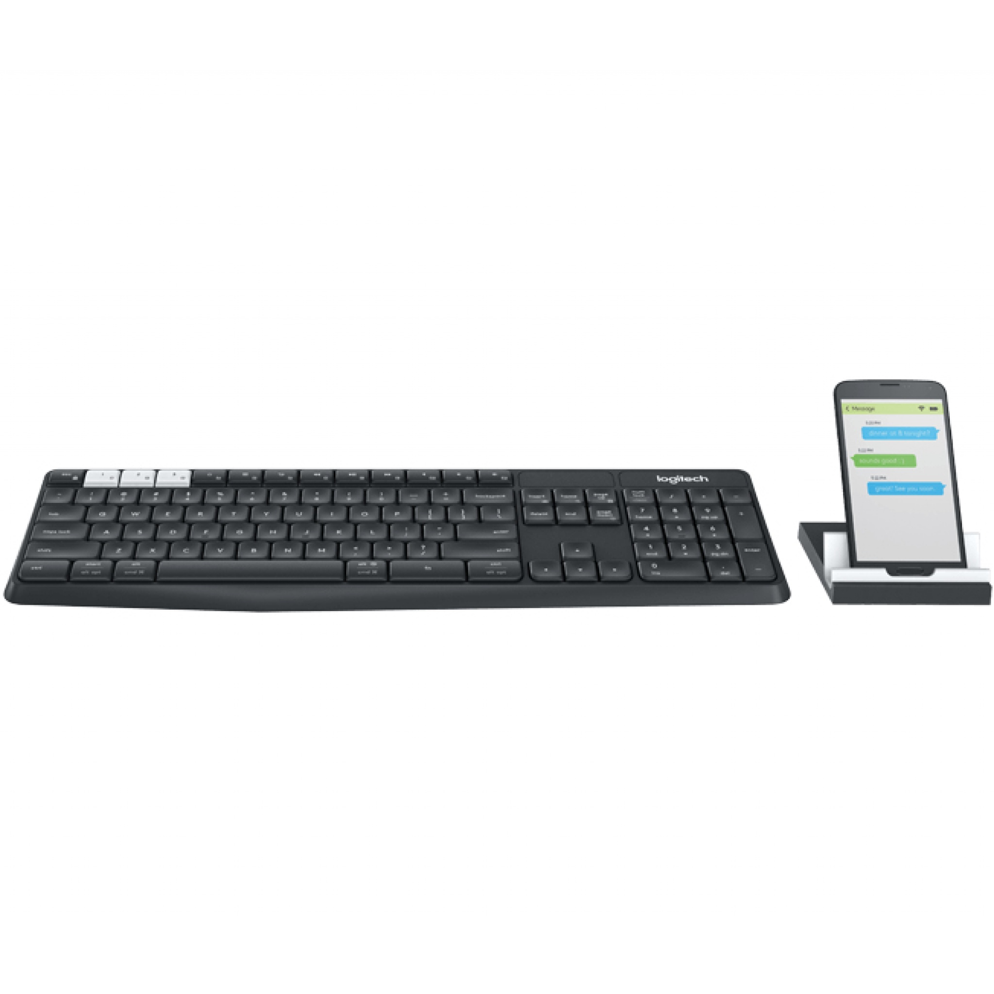 Logitech K375s RF Wireless Bluetooth QWERTY Keyboard - Black, White