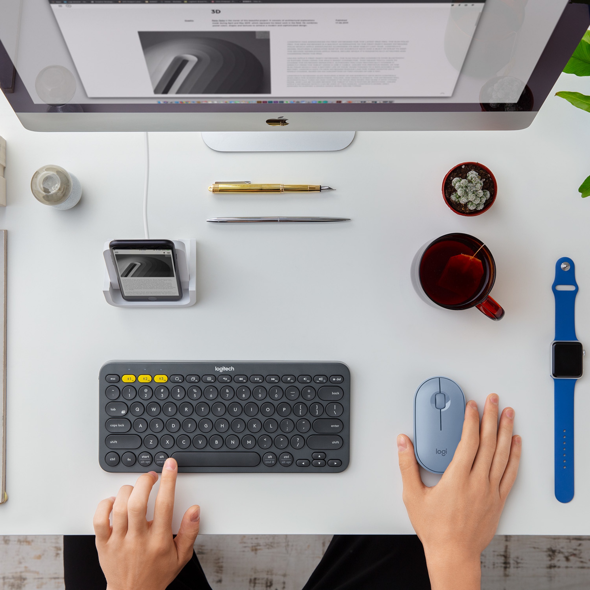 Logitech Pebble M350 Wireless Mouse - Blue, Grey