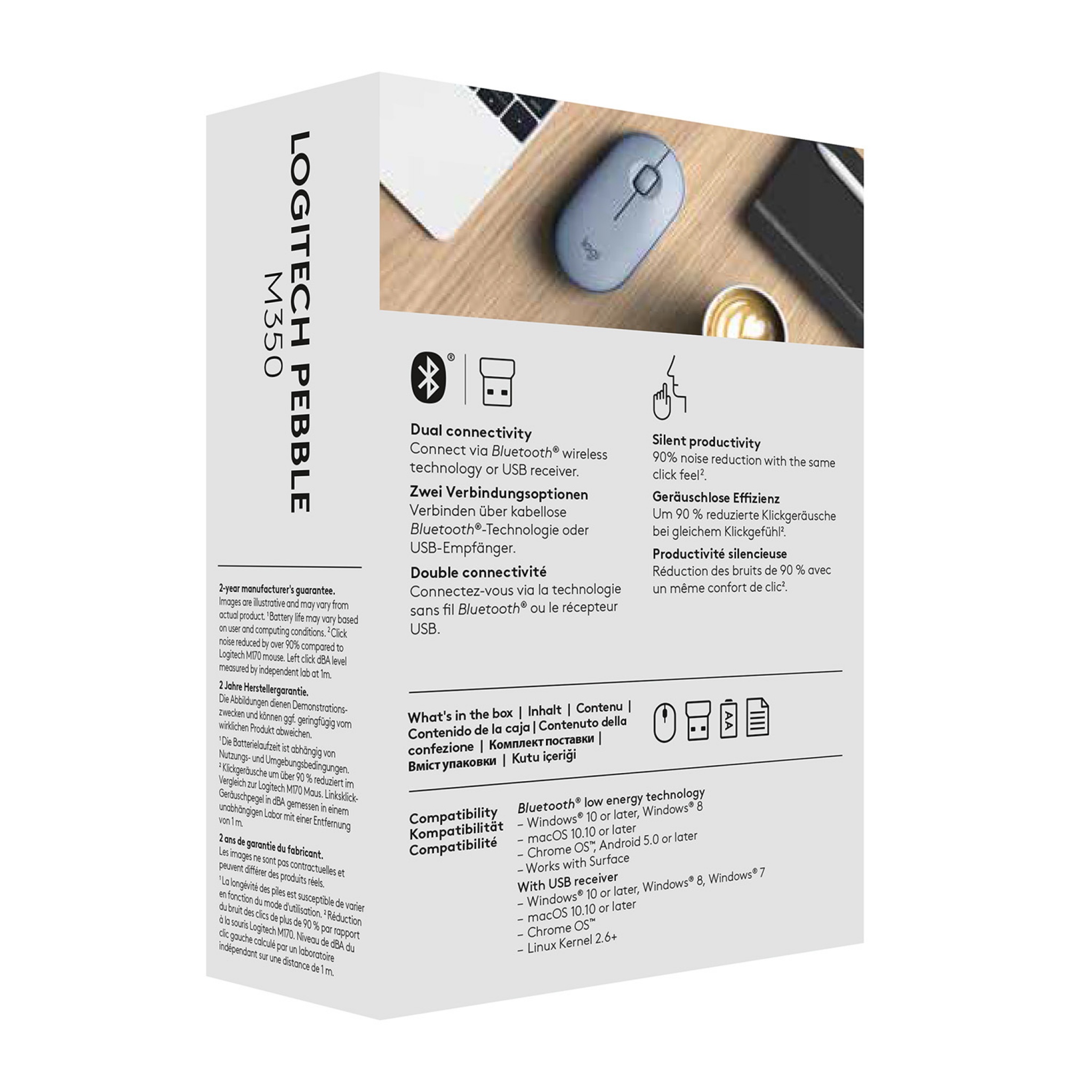 Logitech Pebble M350 Wireless Mouse - Blue, Grey