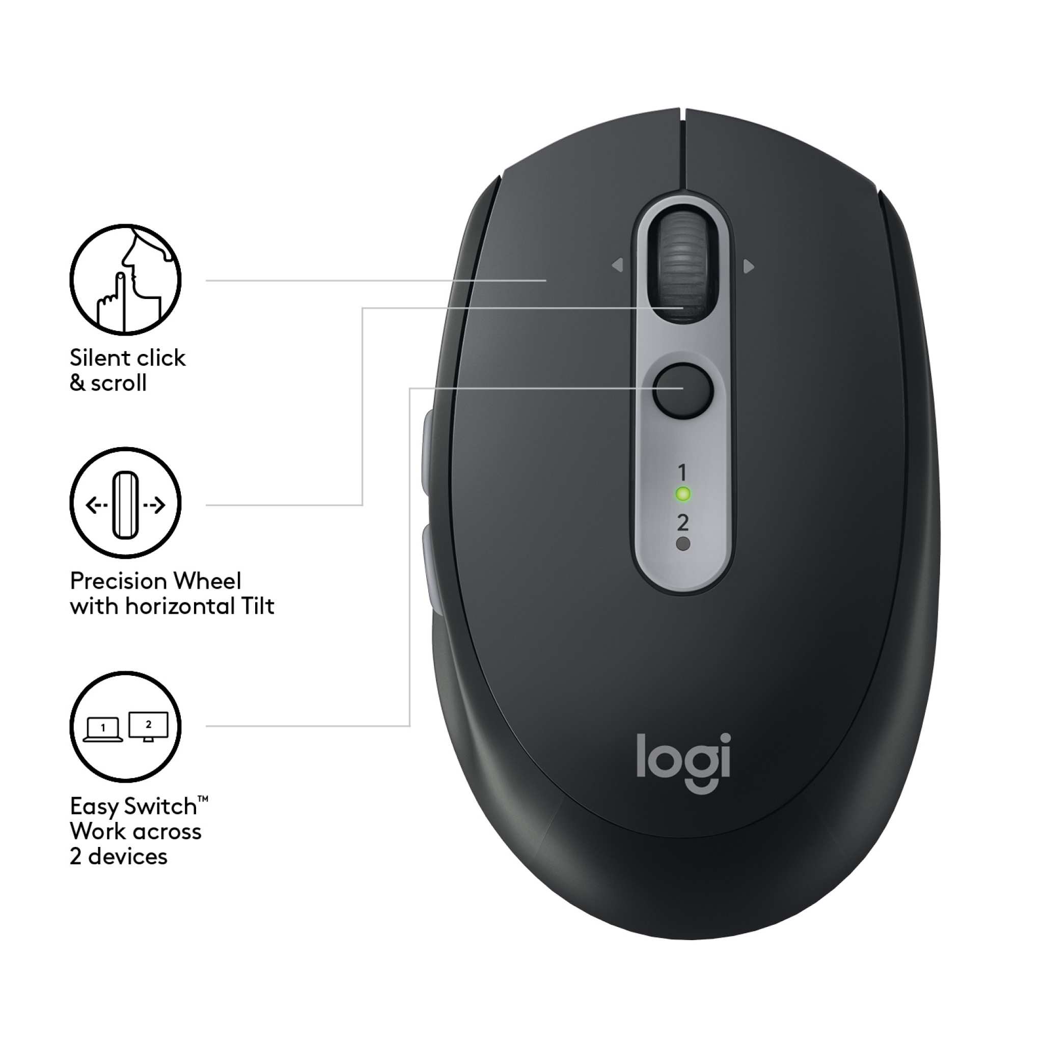 Logitech Wireless M590 Computer Mouse - Graphite