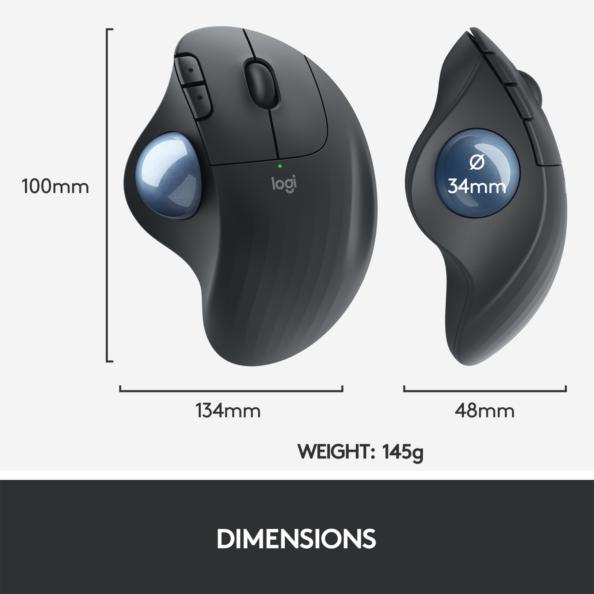 Logitech Ergo M575 Wireless Trackball Mouse - Graphite