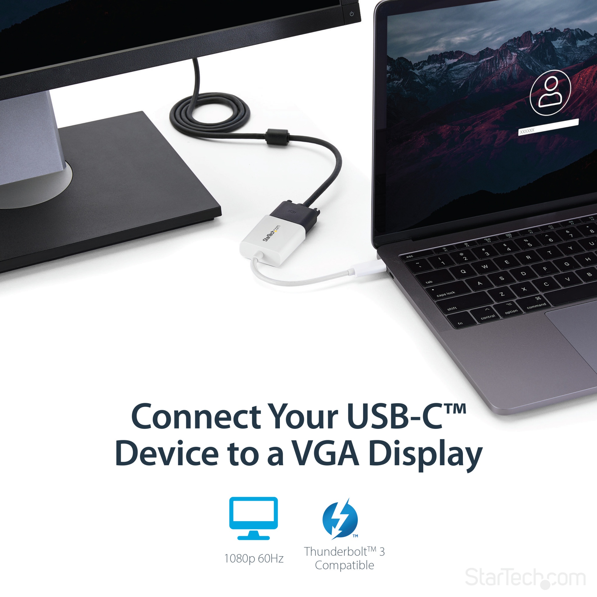 StarTech USB C To VGA Adapter - White