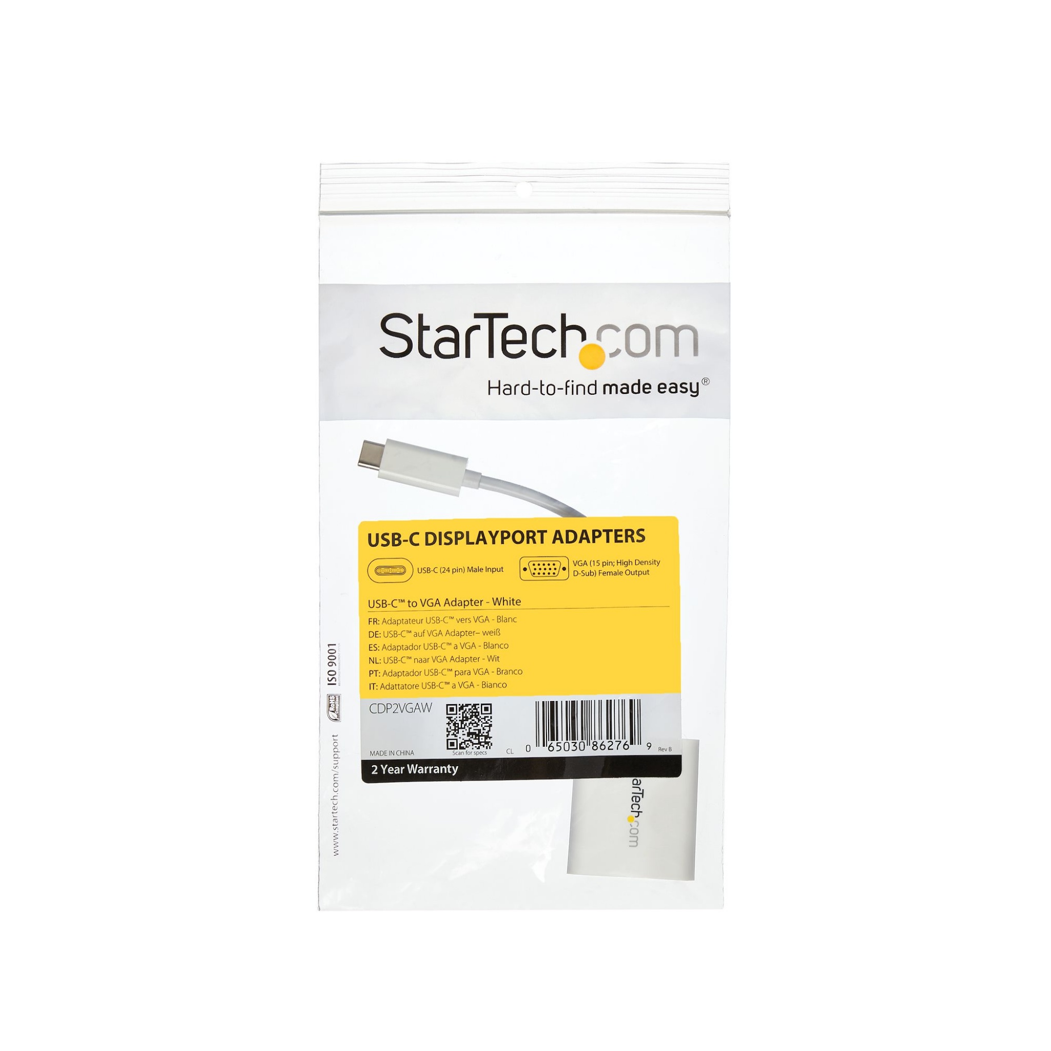 StarTech USB C To VGA Adapter - White