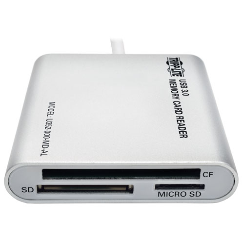 Tripp Lite USB3.0 SuperSpeed Multi-Drive Memory Card Reader / Writer - Silver 